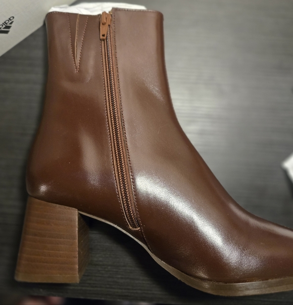 New-Sézane Axelle Ankle Boots Chocolat Glacé Brown Leather Block Heel Sz 7 FR 38 - Picture 7 of 11